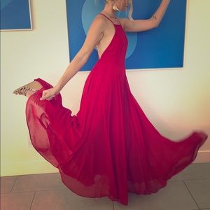 Red maxi dress